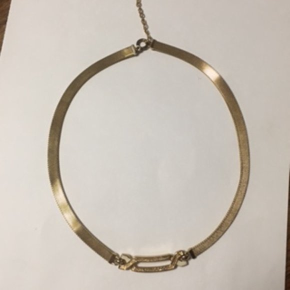 Vintage Christian Dior Germany Gold Tone Mesh Choker Necklace - Picture 5 of 11